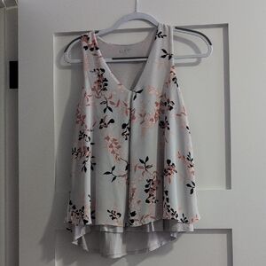 LOFT Women's Floral V-Neck Blouse - Pink and Black